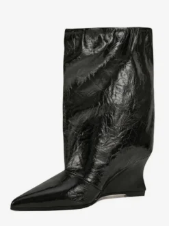 Bottines argentées à bout pointu métallisé et talon compensé bottines de soirée