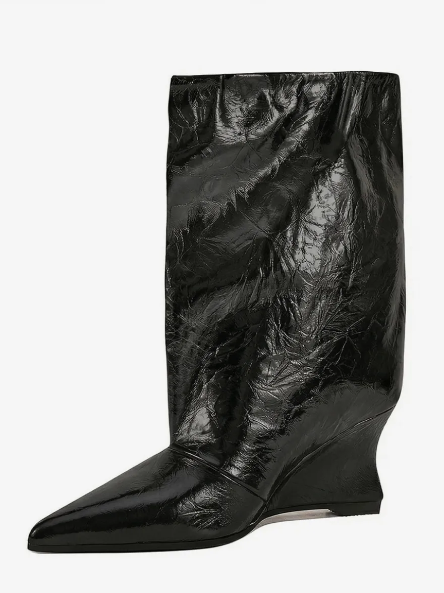 Bottines argentées à bout pointu métallisé et talon compensé bottines de soirée