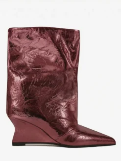 Bottines argentées à bout pointu métallisé et talon compensé bottines de soirée