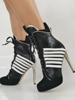 Bottines blanches à lacets et bout pointu pour femme
