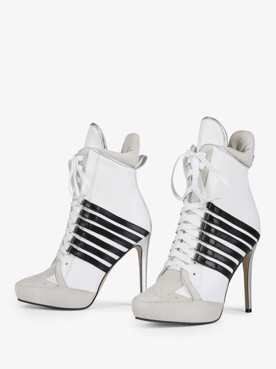 Bottines blanches à lacets et bout pointu pour femme