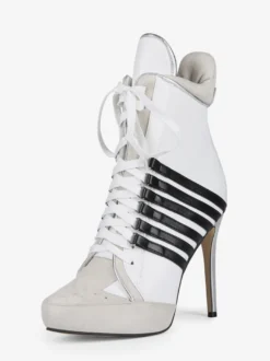 Bottines blanches à lacets et bout pointu pour femme