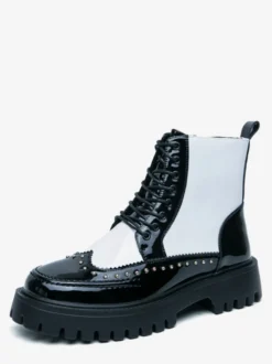 Bottines à bout rond et rivets pour homme avec semelle plateforme antidérapante