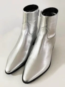 Bottines Chelsea argentées à bout pointu pour homme bottines de mariage de bal