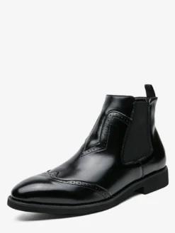 Bottines Chelsea à bout pointu et talon bas pour homme