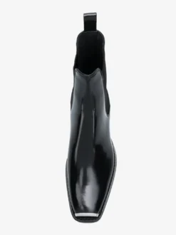 Bottines Chelsea noires pour homme bout carré détails métalliques talon épais