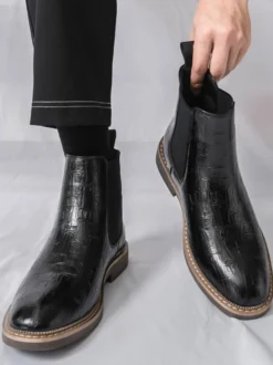 Bottines Chelsea pour homme bout rond motif pierre