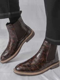 Bottines Chelsea pour homme bout rond motif pierre