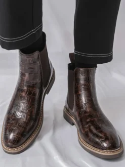 Bottines Chelsea pour homme bout rond motif pierre
