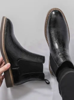 Bottines Chelsea pour homme bout rond motif pierre