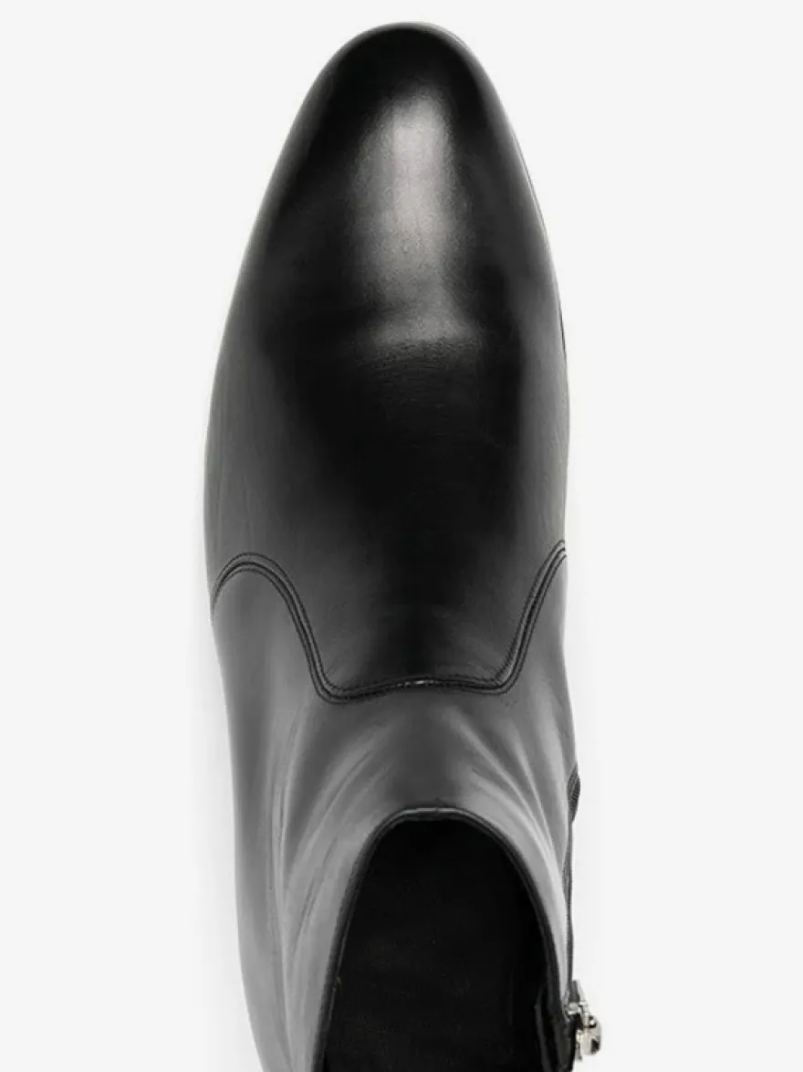 Bottines Chelsea pour homme en cuir de vachette noir bout pointu talon épais