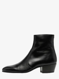 Bottines Chelsea pour homme en cuir de vachette noir bout pointu talon épais