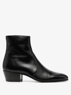 Bottines Chelsea pour homme en cuir de vachette noir bout pointu talon épais