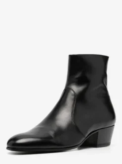 Bottines Chelsea pour homme en cuir de vachette noir bout pointu talon épais