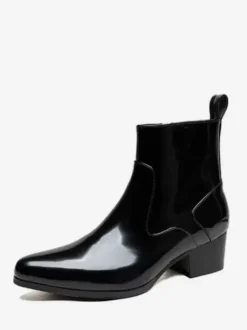 Bottines Chelsea pour hommes en cuir de vachette chic bottines courtes noires
