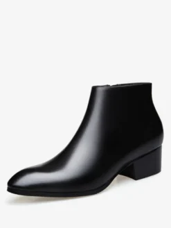 Bottines Chelsea pour hommes en cuir de vachette chic noires courtes