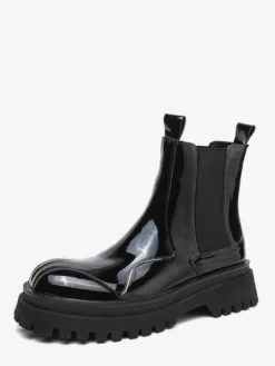 Bottines Chelsea pour hommes bout rond plateforme.