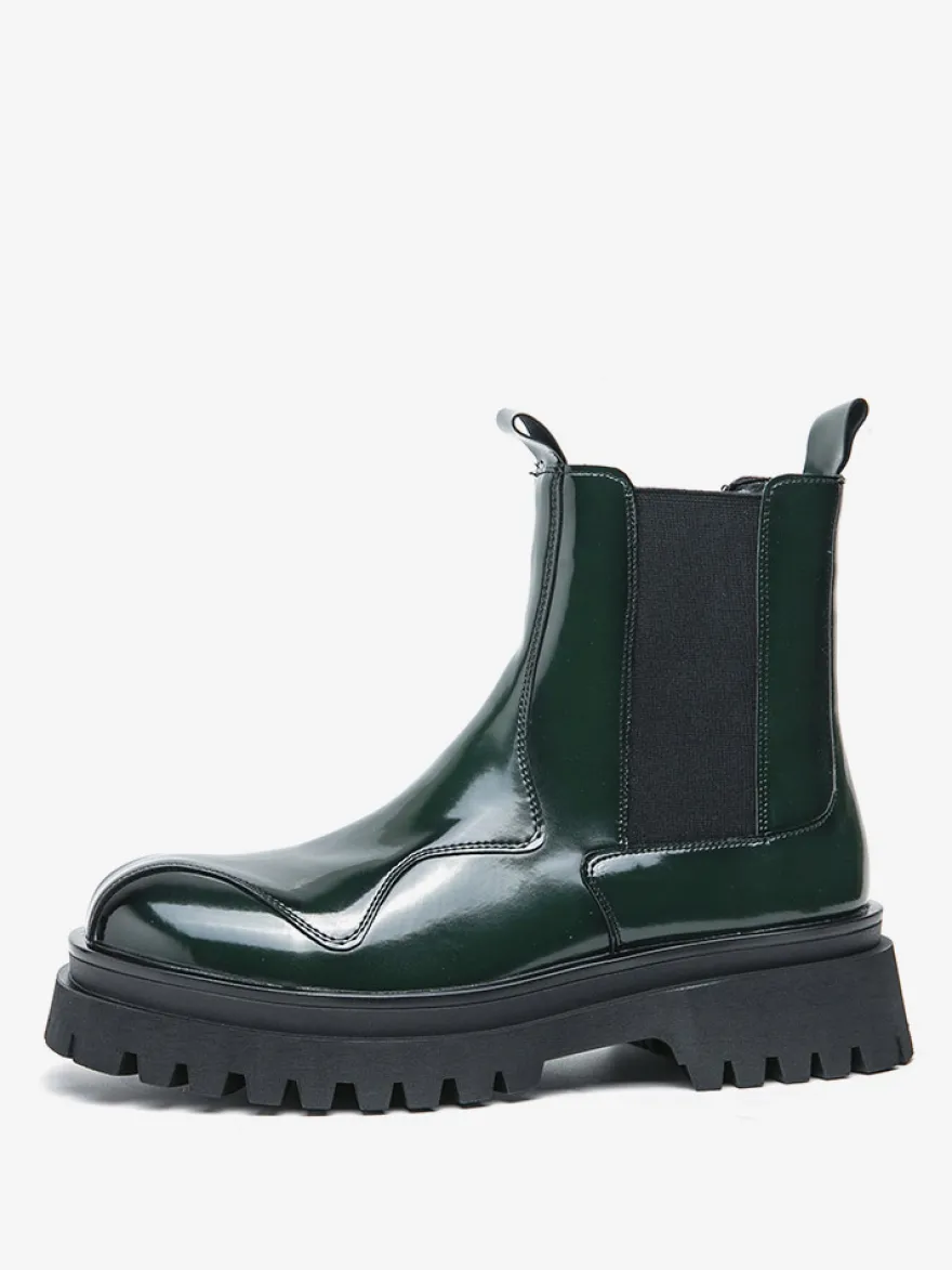 Bottines Chelsea pour hommes bout rond plateforme.