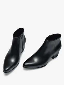Bottines Chelsea pour hommes en cuir de vachette chic bottines courtes noires