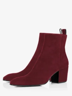 Bottines Chelsea à talons blocs pour hommes bottines noires en daim avec fermeture éclair pour robe de bal de promo