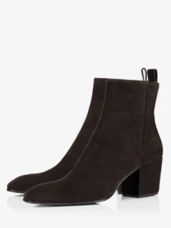 Bottines Chelsea à talons blocs pour hommes bottines noires en daim avec fermeture éclair pour robe de bal de promo