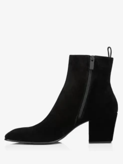 Bottines Chelsea à talons blocs pour hommes bottines noires en daim avec fermeture éclair pour robe de bal de promo