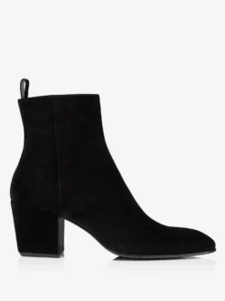 Bottines Chelsea à talons blocs pour hommes bottines noires en daim avec fermeture éclair pour robe de bal de promo