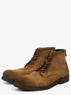 Bottines Chukka pour hommes en cuir suédé bout rond à lacets