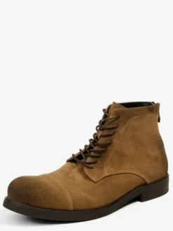 Bottines Chukka pour hommes en cuir suédé bout rond à lacets