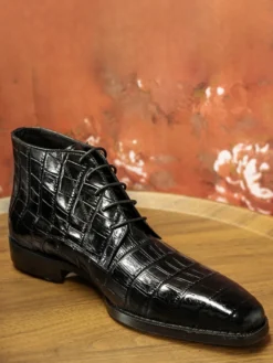 Bottines Chukka pour hommes en cuir véritable à lacets et bottines courtes