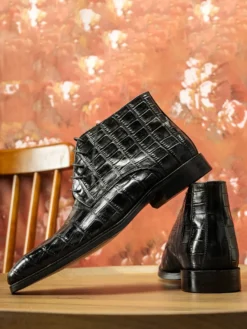 Bottines Chukka pour hommes en cuir véritable à lacets et bottines courtes