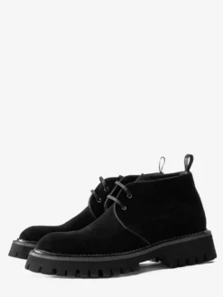 Bottines Chukka pour hommes semelle épaisse bout rond en daim et cuir