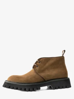 Bottines Chukka pour hommes semelle épaisse bout rond en daim et cuir