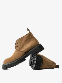 Bottines Chukka pour hommes semelle épaisse bout rond en daim et cuir