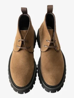 Bottines Chukka pour hommes semelle épaisse bout rond en daim et cuir