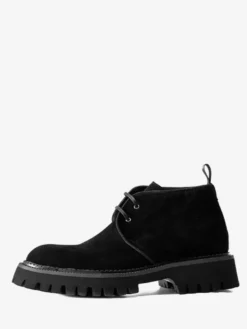 Bottines Chukka pour hommes semelle épaisse bout rond en daim et cuir