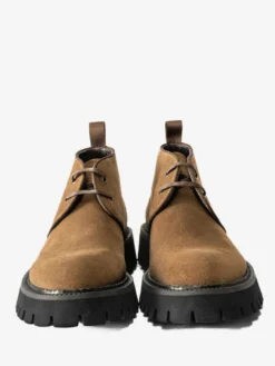 Bottines Chukka pour hommes semelle épaisse bout rond en daim et cuir
