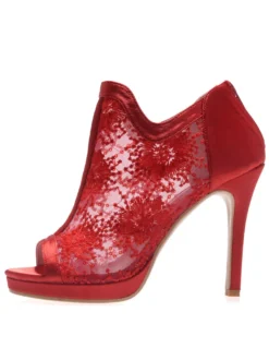 Bottines de mariée bout ouvert talon haut en dentelle blanche Chaussures de mariée