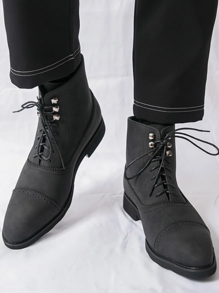 Bottines en daim à bout rond et lacets style décontracté