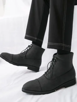 Bottines en daim à bout rond et lacets style décontracté