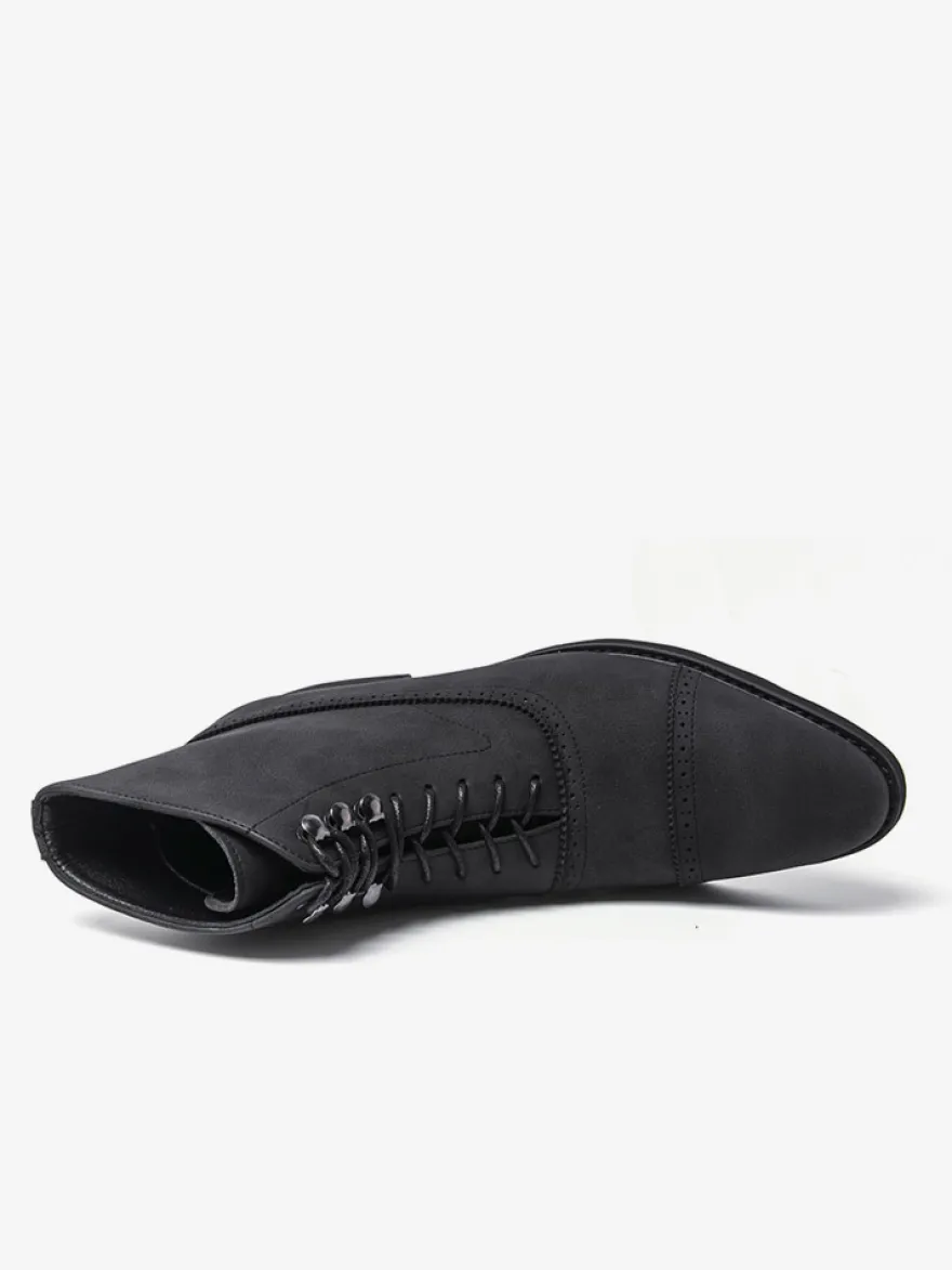 Bottines en daim à bout rond et lacets style décontracté