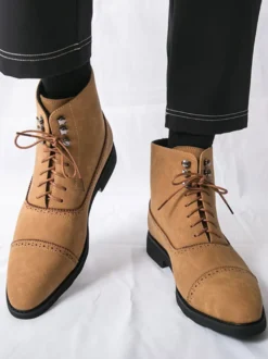 Bottines en daim à bout rond et lacets style décontracté