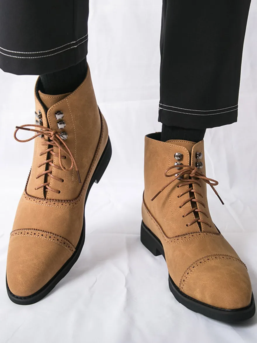 Bottines en daim à bout rond et lacets style décontracté