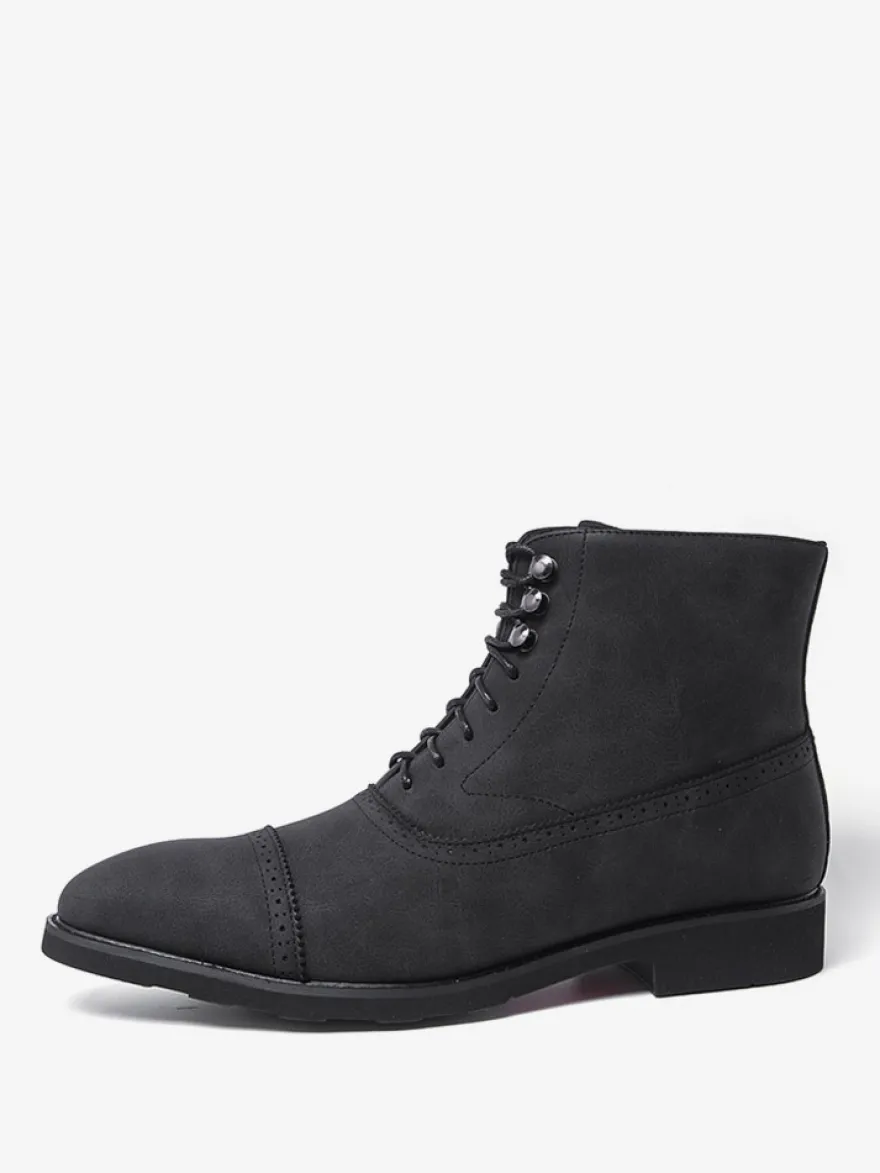 Bottines en daim à bout rond et lacets style décontracté