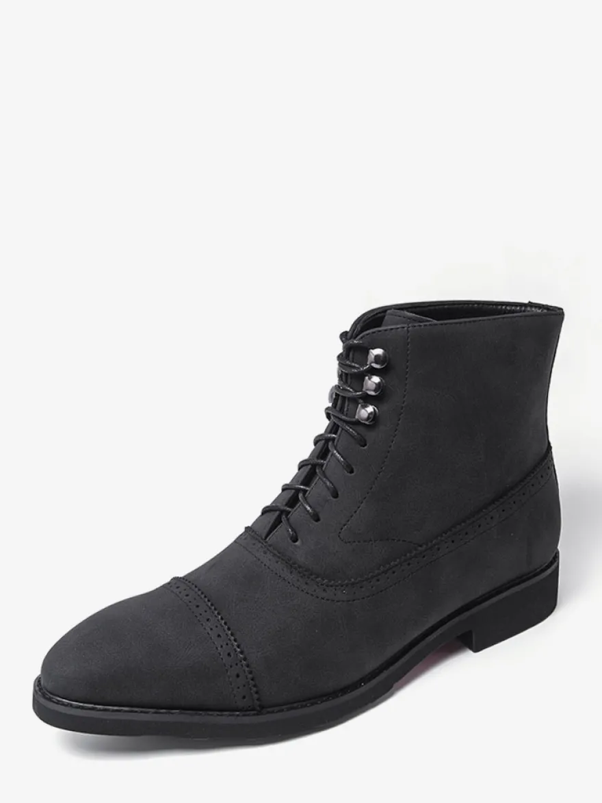 Bottines en daim à bout rond et lacets style décontracté