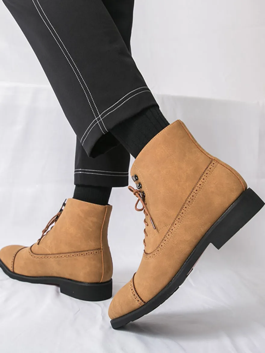 Bottines en daim à bout rond et lacets style décontracté