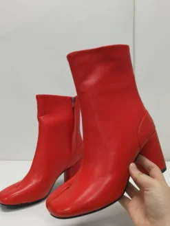 Bottines Femmes Bottes Noires À Talons Blocs Bout Fendu Chaussures