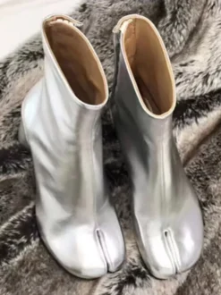 Bottines Femmes Bottes Noires À Talons Blocs Bout Fendu Chaussures