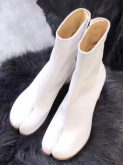 Bottines Femmes Bottes Noires À Talons Blocs Bout Fendu Chaussures