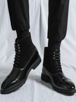 Bottines habillées pour hommes à bout pointu style Oxford à lacets en cuir suédé